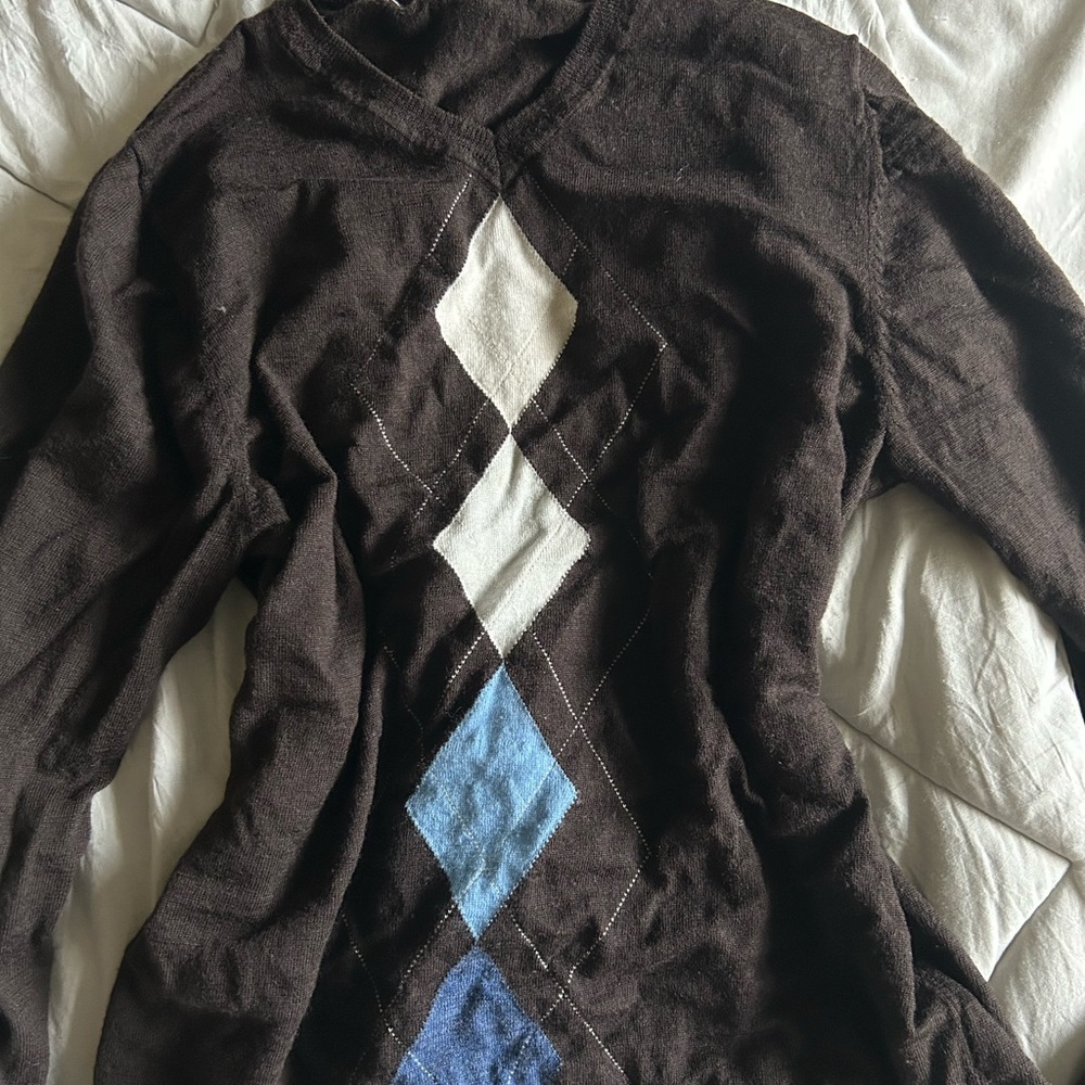 Men's Brown Argyle Sweater